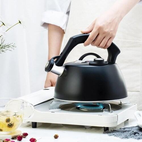 MLGB 2.5L Black Whistling Tea Kettle Stainless Steel Water Pot Tea Kettle with Thermometer Indicating Water Temperature