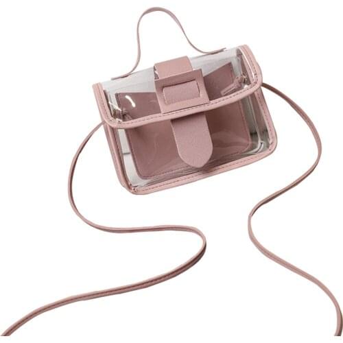 2020 Fashion Trend Ladies Transparent Jelly Candy Color Small Bag Solid Korean Personality Big Buckle Crossbody Shoulder Handbag