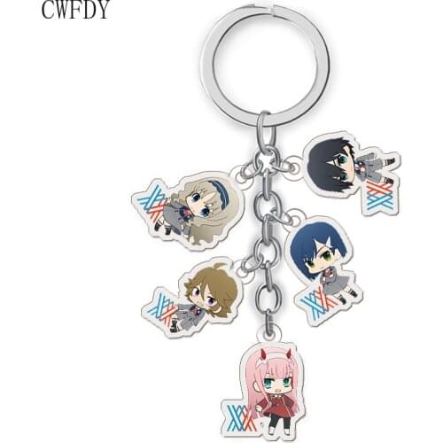 Fashion Anime DARLING In The FRANXX Keychain 02 ZERO TWO Acrylic Pendant Key Chain For Women Men Jewelry Multi Pendant Keyring