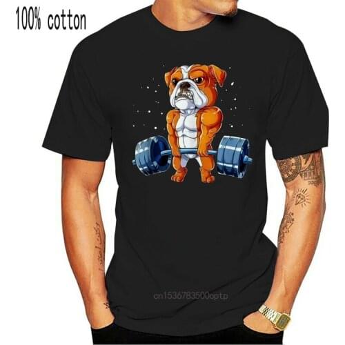 English Bulldog T-Shirt Weightlifting Funny Deadlift Men Tee Shirt Short Sleeve Fashion Tee Shirt