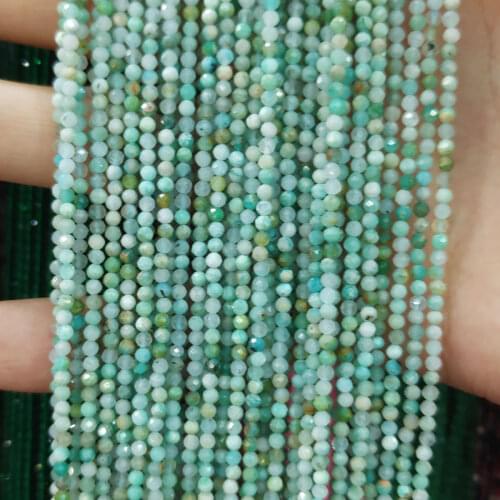 Natural Stone Amazonite Beads 2mm Small Round Loose Stone Bead for Jewelry Making DIY Bracelet Necklace Strand 15