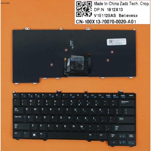 US QWERTY Layout New Replacement Keyboard for DELL Latitude E7240 E7440 Laptop Black with Backlit & Pointer