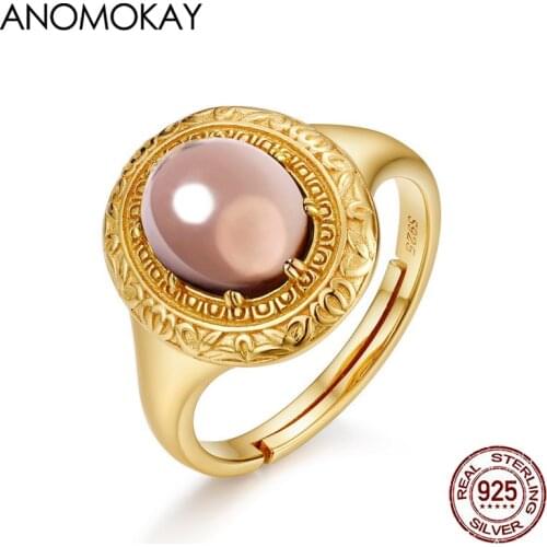 New Arrivals Palace Pattern Yellow Quartz Adjustable Rings Fashion Jewelry Gift Gold Color 925 Sterling Silver Luxury Ring