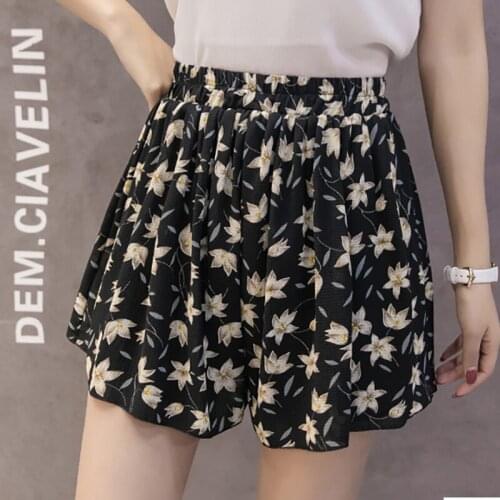 Summer New Chiffon Large Size Wide Leg Pants Bust Loose Printed Shorts Female Casual Hakama Y2k Met Womans Cloth Harajuku Zevity