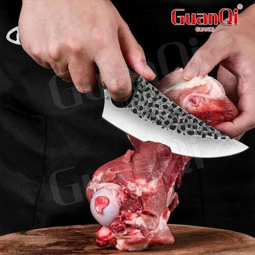 Handmade Stainless Steel Meat Cleaver Slaughtering Butcher Knife Chopping Boning Knife Outdoor Camping Fishing Knife Cook Tools