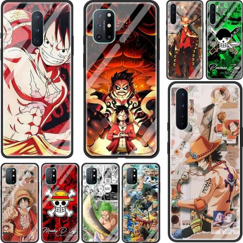 One Piece Cute Luxury Tempered Glass Phone Case For OnePlus 9 9R 8 Nord 5G 7 7T Pro 8T Z Cover Coque Fundas Shell