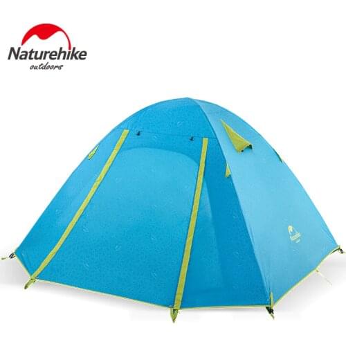 Naturehike 2/3/4 Person Tent Lightweight Waterproof Dome Tent with aluminum alloy rods and tent stakes, carrying sack included