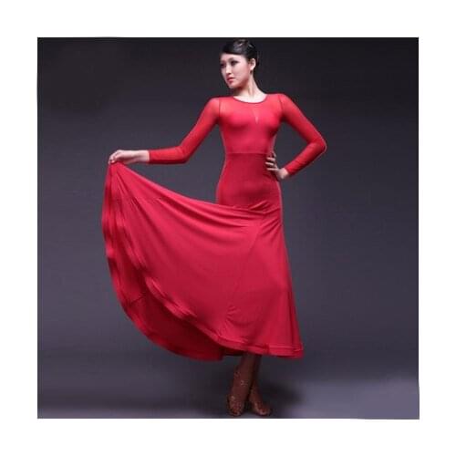 Sexy Standard Red Ballroom Court Dance Dress Size Waltz Tango Girls Fringe Modern Dance Skirt salsa robe de danse latine filles