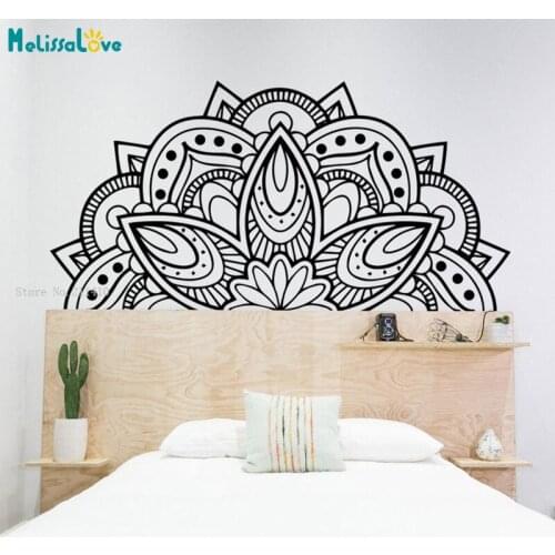 Half Mandala Flower Wall Decals Sacred Geometry Sticker Home Decor Living Room Bedsise Murals Stencil Gift Removable YT5337B