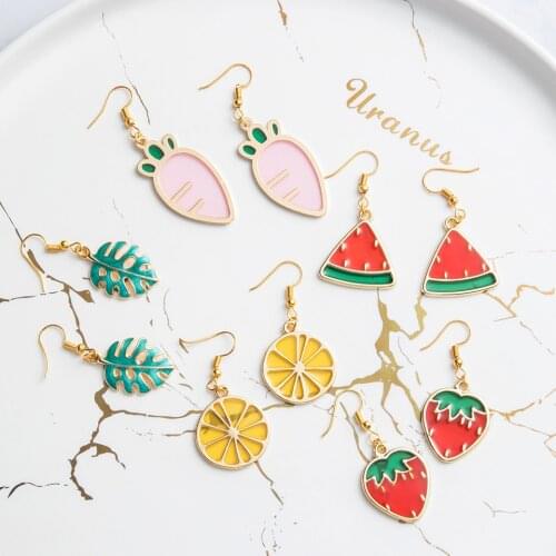 Romantic Sweet Cute Fruit Shape Colorful Dangling Earrings For Women And Girls Birthday Chritmas Presents Ear Ornaments Jewelry