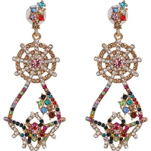 Luxury Full Crystal Rhinestone Large Drop Earrings Women Wedding Statement ZA Earrings Jewelry Femae Boho Long Dangle Earrings