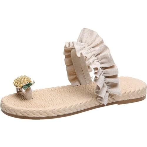 2020 Bohemia Beach Slippers Women Pineapple Fruit Summer Lovely Shoes Boho Flip Flops Vacation Slipper Casual Ethnic Slides Girl