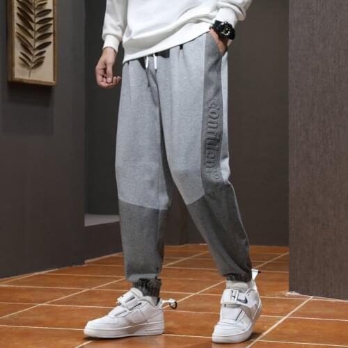 2021 New Men Joggers Sweatpants Fashion Denim Patchwork Loose Harem Pants Male Black Grey Track Trousers Plus Size 8XL