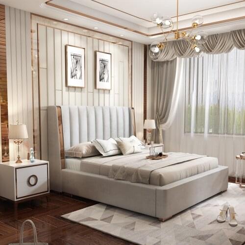 Light luxury small apartment post-modern 1.8M double bed Nordic leather soft bed