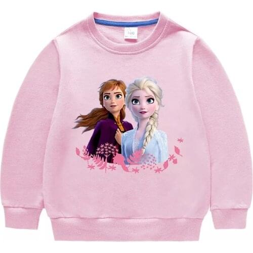 Dinsey Cartoon Frozen Princess Elsa Anna Print Hoodies Cotton Kids Tracksuit Children Clothes Cute Girl Boy Hooded Sweatshirts