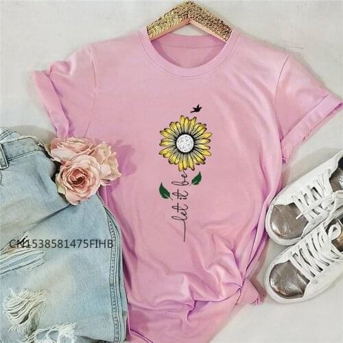 XS-4XL Summer Tshirt New Flower Letter Print T Shirt Soft Premium Tops Crew Neck Short Sleeve Tees Casual Women Clothes