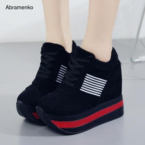 Woman Shoes High Heels Platform Casual Free Shipping of Wedge Casual Sneaker Shoes Fashion Casual Women Black Shoes Size 35-39
