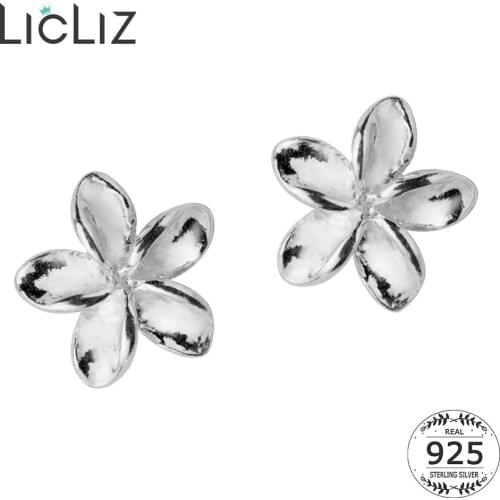 LicLiz New 925 Sterling Silver Cute Flower Stud Earrings for Women Flower Petals Earring Jewelry Boucle D'oreille LE0496