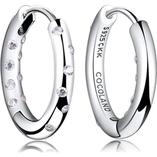 CKK Authentic 925 Sterling Silver Droplets Hoops Earrings for Women Clear CZ Earing Fashion Jewelry brincos pendientes mujer