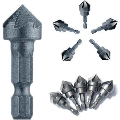 1PC 90 Degree Countersink Drill Chamfer Bit 1/4" Hex Shank Carpentry Woodworking Angle Point Bevel Cutting Cutter Remove Bur