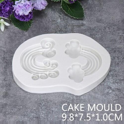 1Pcs Rainbow Cloud Fondant Cake Mould Silicone Rainbow Cake Baking Mold Tool For Sugarcraft Chocolate Jelly Soap Making