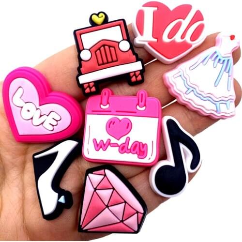 10PCS/Set Pink PVC Flat Back Diamonds Icon Embellishments Wedding Series Accessories For DIY Jewelry Scrapbook Phone Case