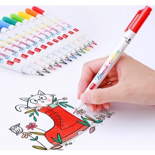 12 Colors/lot Multifunction Brush Pen Calligraphy Pen Markers Art Writing Office School Supplies Stationery Student