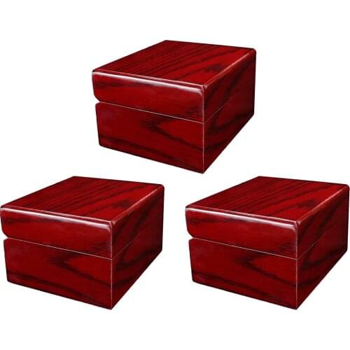3Pcs Vintage Wood Watch Box Luxury Wristwatch Collection Premium Wooden Wine Red Color Home Travel Showcase