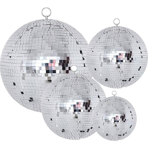30CM Silver Mirror Disco Ball Cool and Fun Hanging Party Disco Ball Christmas Bar DJ KTV Dance Music Decor Rotating Mirror Ball