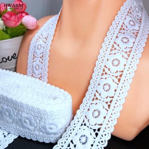 5yard 3.9cm Embroidery Arts Craft African Lace Fabric Ribbon Sewing Trim Diy Wedding Decoration Skirt Hat Clothing Accessories