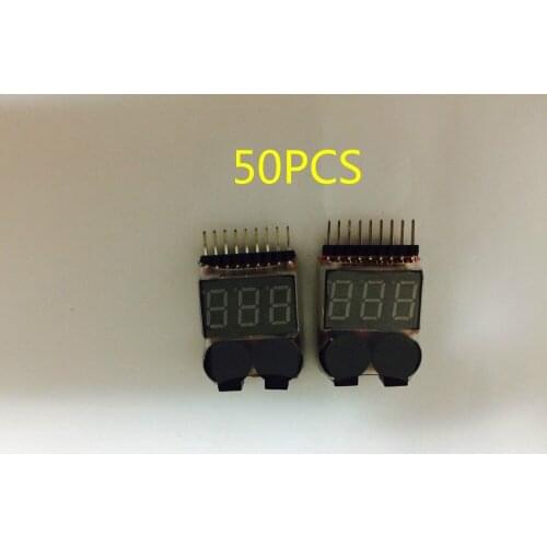 50PCS 2IN1 Low Voltage Buzzer Alarm 1-8S Lipo/Li-ion Battery Voltage Tester
