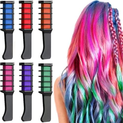 6 Colors Color Comb Dye Kits Mini Disposable Personal Use Hair Chalk