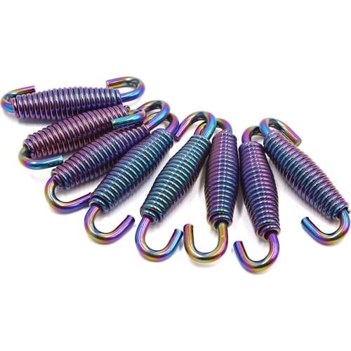 Motoforti 8pcs 55/59/mm Stainless Steel Motorcycle Exhaust Spring Hooks Colorful Swivel Motorcycle Exhaust Pipe Springs Kit Set