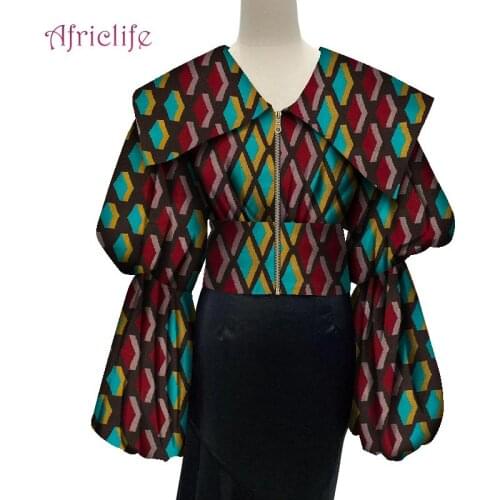 Dashiki African Dresses for Women Print Crop Top 2021 New Style Spring Foullard Femme Africaine Short Blouse Dress Party WY8611