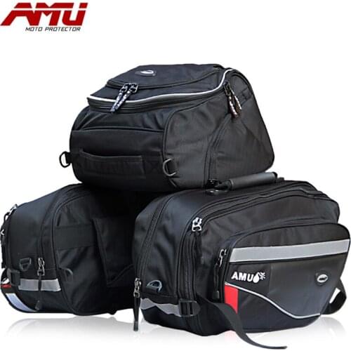 AMU Motorcycle Saddle Bags Waterproof Side Luggage Motorbike Helmet Rear Back Tail Bag Motos Rear Seat Package Bags Sack