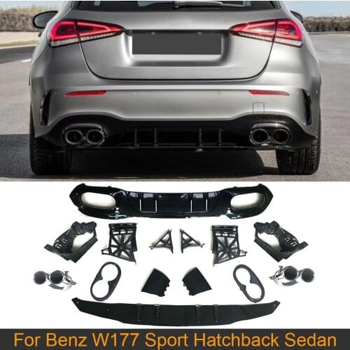 Rear Bumper Diffuser with Exhaust Tips For Mercedes-Benz A Class W177 A35 AMG A180 A220 A250 Sport 2019 2020 Rear Diffuser PP