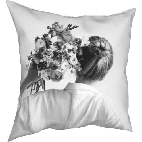 Flower beauty decorative cushion cover figure simple style cushion cover 45cm linen pillow residential culture