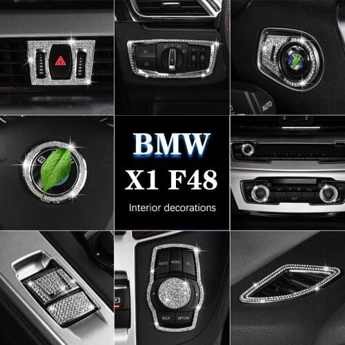 For BMW X1 F48 Interior Accessories Car Multimedia Button Frame Trim Cover Decoration Stickers 2016-2020