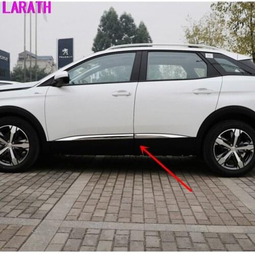 For Peugeot 3008 GT 2016 2017 2018 car styling cover detector stainless steel Side Door Body trim sticks Strips Molding 4pcs