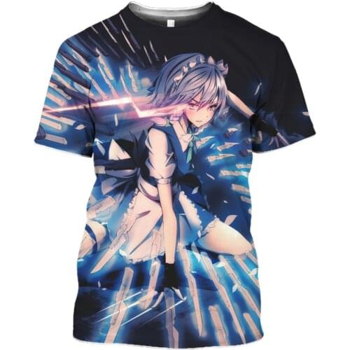 HOXIXIB Men Tshirt 3D Print Anime Touhou Project T Shirt Women Fantasy Cartoons Hentai Top Swordsman Girl Tees Unisex Sportswear