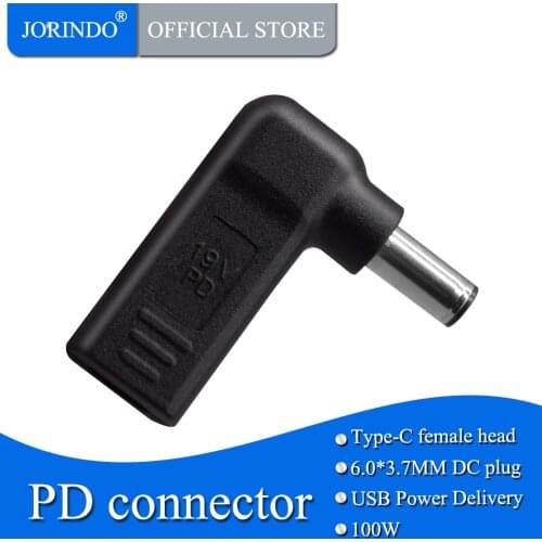 JORINDO PD100W power adapter connector usb type c female to DC6.0*3.7mm male plug jack converter for laptop notebook computer