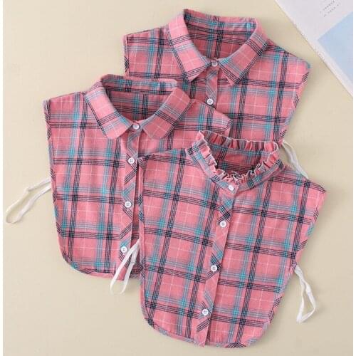 Plaid Fake Collars 2020 Shirt Removable Lapel False Collars for Women Detachable Collars Removable Blouse Ties Top Nep Kraagie