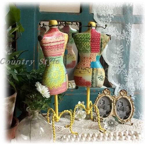 Small retro vintage metal resin jewellery mannequin stand