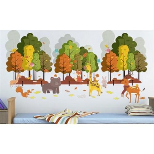 Cute Giraffe Rabbit Birds Tree Wall Decals For Kids Rooms Home Decor Cartoon Animals Wall Stickers Pvc Mural Art 30*90cm Poster