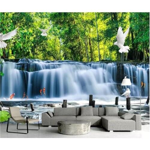 Custom photo mural 3d wall paper Mountain waterfall lake scenery background Home improvement living room wallpaper for walls 3 d