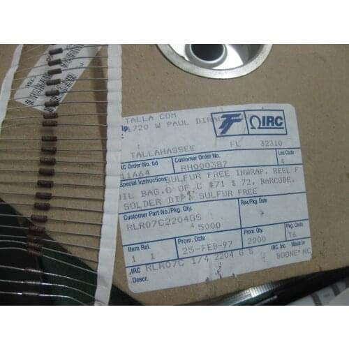 Original new 100% bakelite package resistance RLR07C2204GS 2.2M 2% 1/4W (Inductor)