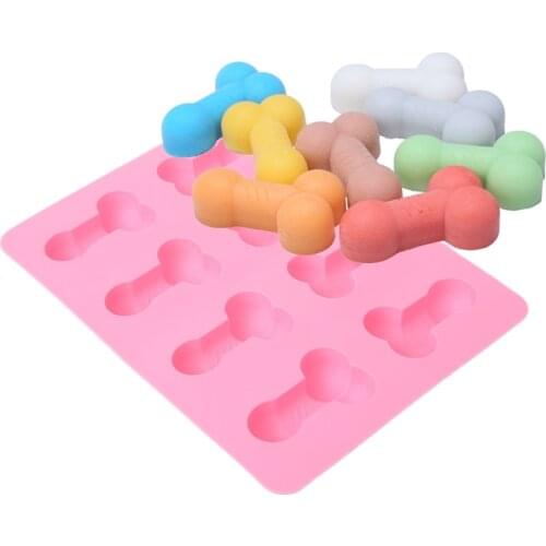 8-Cavity Pink 3D Penis Shape Silicone Ice Cube Maker Tray DIY Chocolate Mold