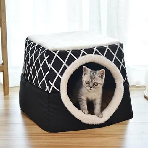 Foldable Dog Bed Puppy House Small Pet Tent Soft Doggie Litter Nest Doghouse Sleep Bag Kennel Winter Warm Cozy Cave With Mat Pad