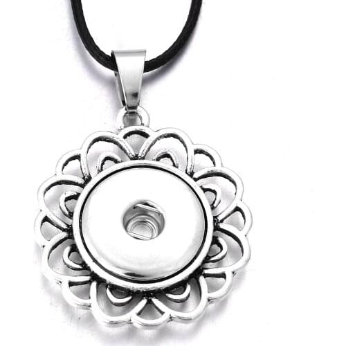 New Flower Snap Pendant Necklace for Women 18mm Snap Button Jewelry Interchangeable Necklace With Chain Button Jewelry