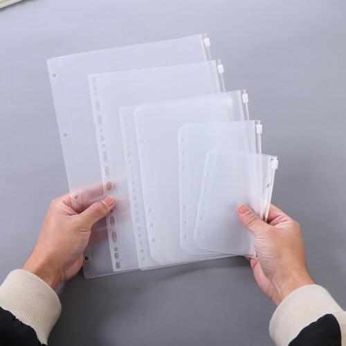 10PCS A5 A6 A4 B5 DIY Loose-Leaf Inner Core Storage Book Accessories PVC Zipper Storage Bag Loose-Leaf Book information Bags